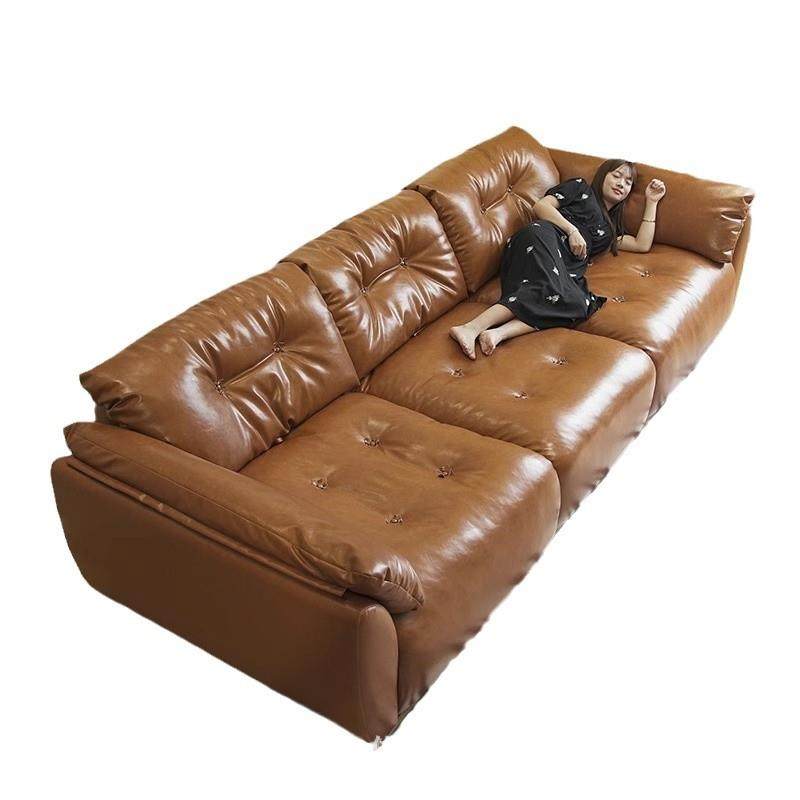 复古真皮云朵沙发客厅小户型猫抓皮可移动靠背头层油蜡皮功能沙发,住宅家具,皮布沙发,淘宝优惠券,粉丝福利购,淘宝优惠卷