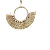 ins摩洛哥手编木珠草编镜子客厅沙发背景墙玄关床头墙饰民宿挂饰