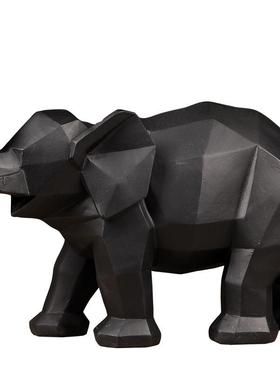 北欧抽象折纸几何小象摆件家居酒柜书柜样板间置物架软装饰品摆设