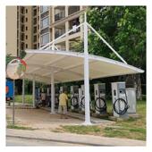 惠阳电动汽车充电站车棚小区公园遮阳景观棚拉杆式 钢膜结构安装