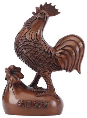紫铜钱袋鸡摆件办公室桌面生肖鸡工艺品金钱鸡铜制手工金箔