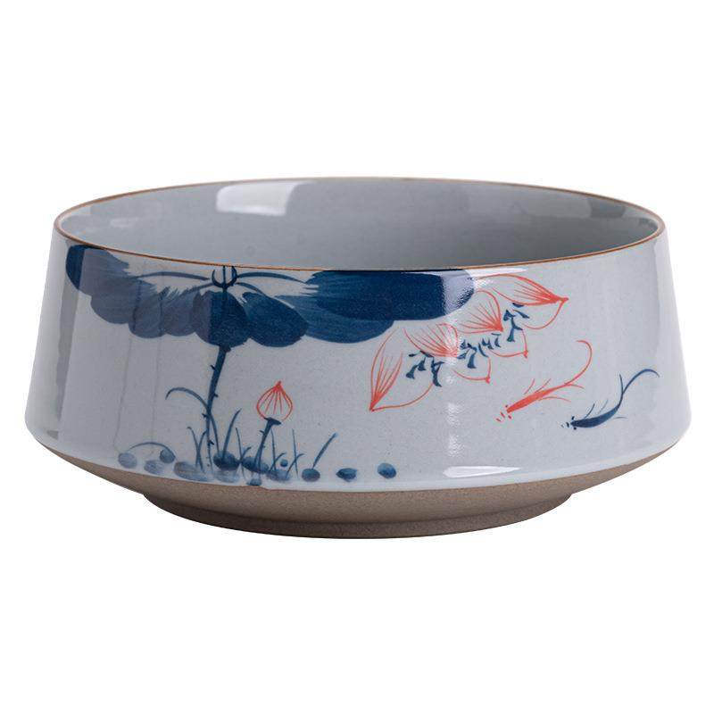 釉下彩轻奢手绘青花荷花文竹复古茶洗杯洗茶渣缸建水茶盂茶洗缸,餐饮具,整套茶具,淘宝优惠券,粉丝福利购,淘宝优惠卷