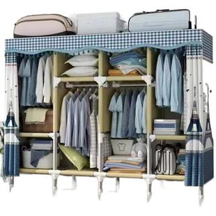 衣柜简易布衣柜钢管加粗加厚双人单人衣橱牛津布收纳超大布艺柜厂