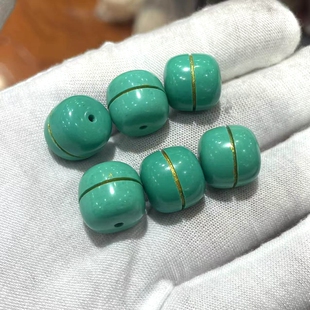 新品菱镁矿松石散珠汉堡珠隔珠湖北绿松配饰藏式手串文玩配珠腰珠