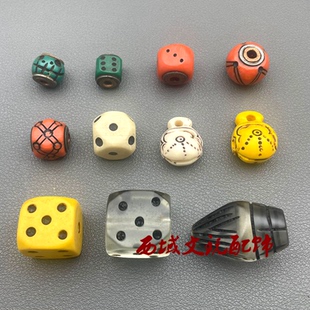 藏传料器阿呆咒点骰子隔珠配珠老式文玩diy散珠卡子擦擦背云侧挂