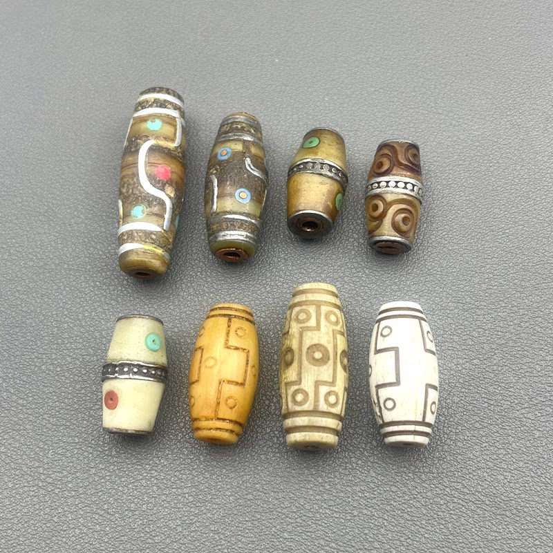 保真驼骨镶嵌天珠藏式文玩手串佛珠diy配珠顶珠背云吊坠侧挂件