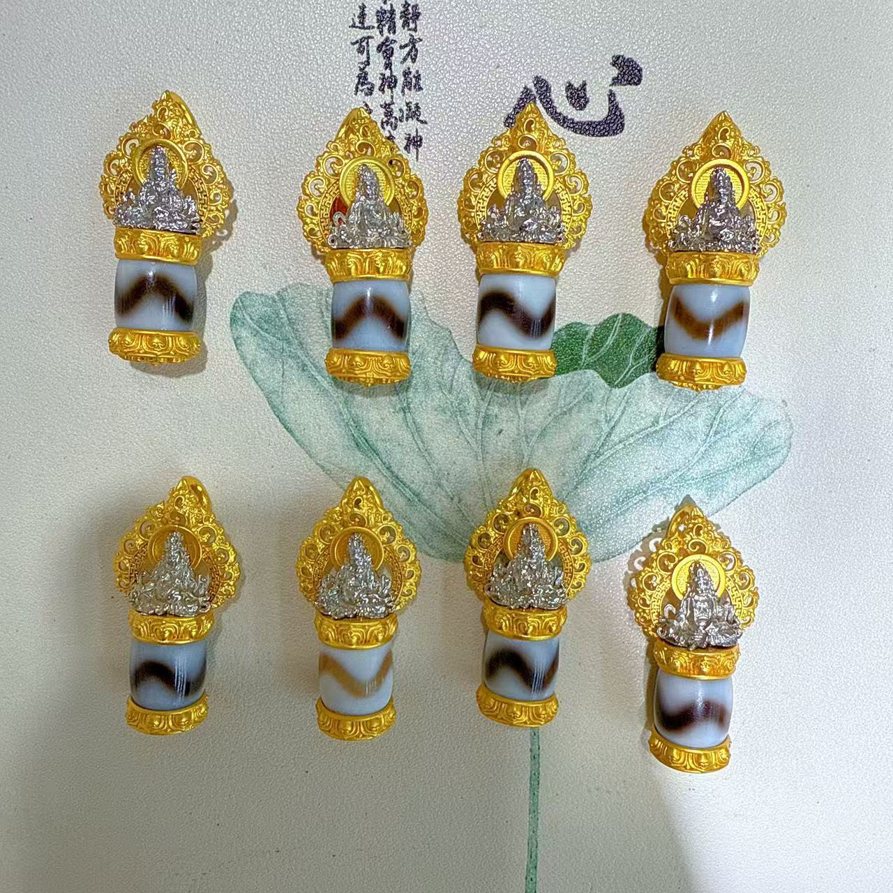 藏式虎牙天珠黄财神吊坠配饰手工编织手链项链文玩佛珠时尚配饰