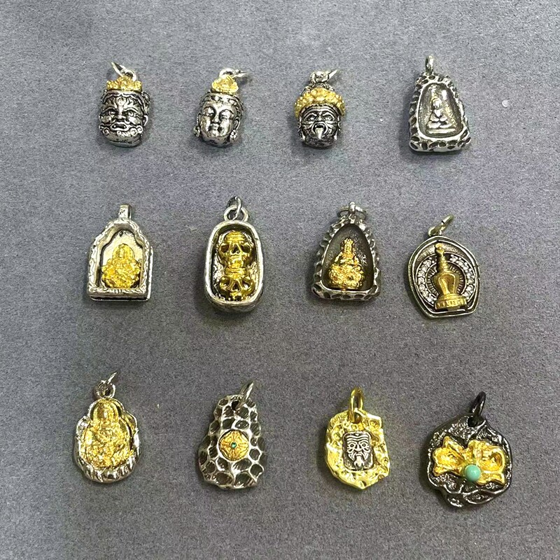 藏式黄铜配件佛头吊坠扎基拉姆金刚杵文玩佛珠侧挂吊饰手链diy珠