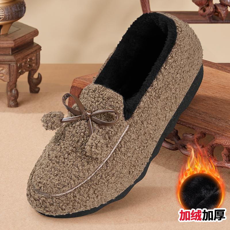 棉鞋女冬加绒保暖防滑毛毛鞋