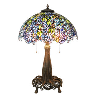 【粉紫藤】22寸限量全铜奢华古董别墅艺术美式复古装饰客厅大台灯