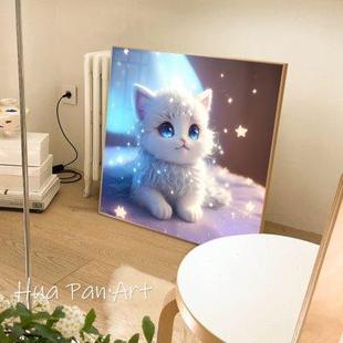 高级感星光猫咪钻石画点钻砖石贴画手工diy十字绣带框5d 2023新款