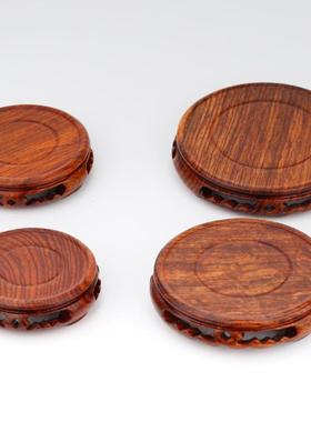 实木底座 花梨木圆形花盆花瓶鱼缸底座奇石佛像摆件木质底座