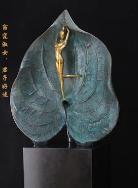 欧式黄铜人物摆件工艺品公司开业乔迁礼品酒店大堂办公室落地装饰