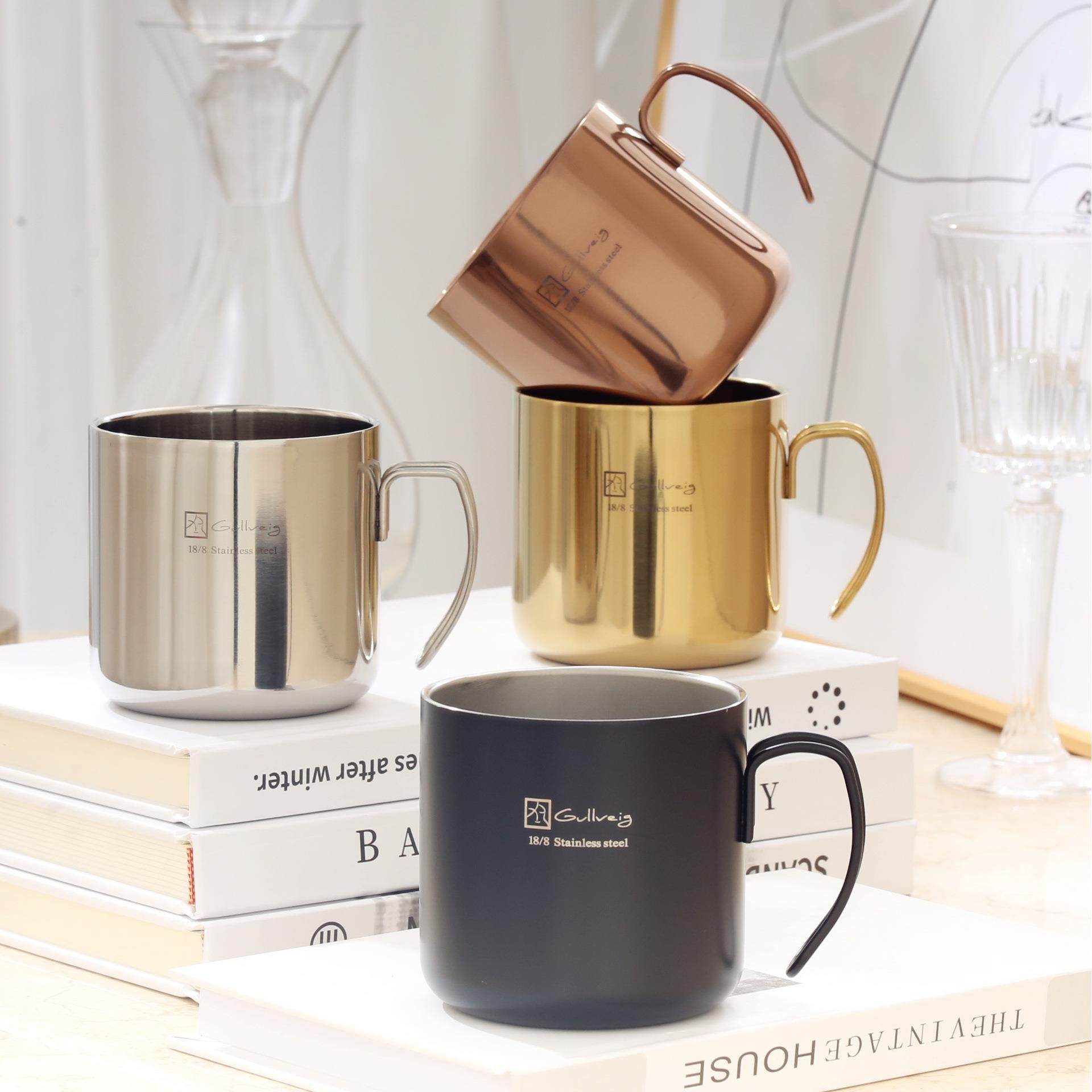 304不锈钢马克杯四色350ml户外露营马克杯杯咖啡杯冷饮杯便携式