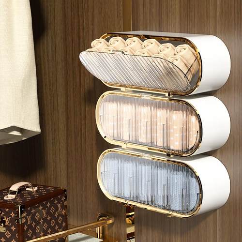 新壁挂式翻盖袜子收纳盒家用衣柜可视悬挂分隔防尘内衣内裤收纳盒