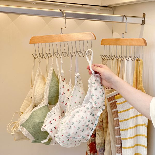 木质吊带衣架家用内衣背心领带收纳多功能宿舍实木挂钩波浪晾衣架