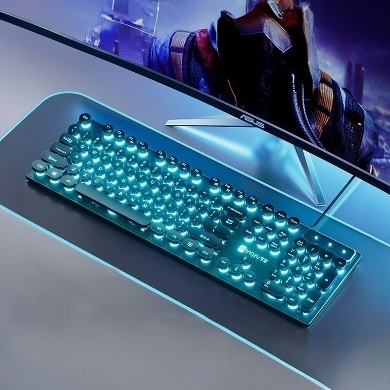 朋克机械手感键帽有线键盘鼠标套