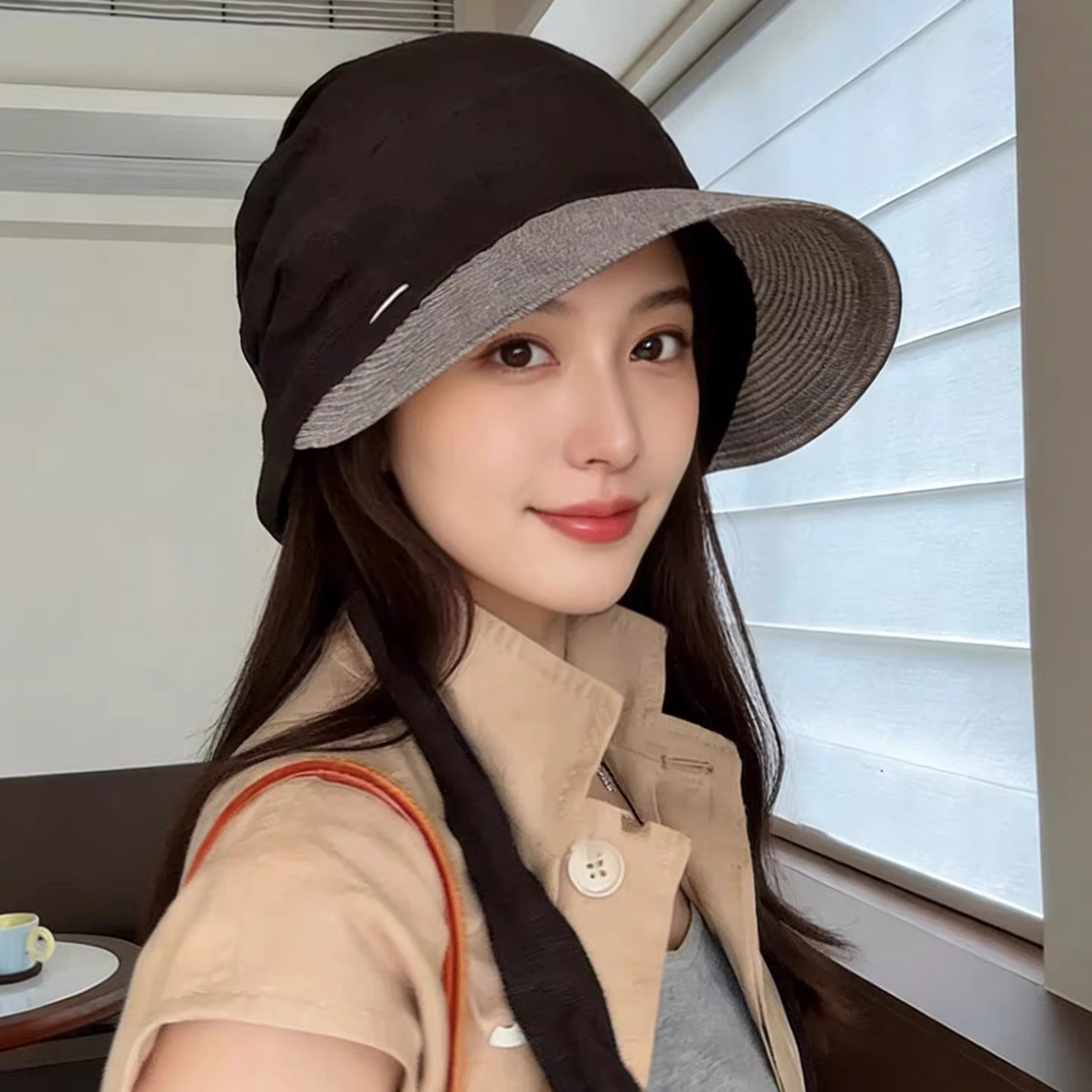 2026新款亚麻空顶草编遮阳帽女