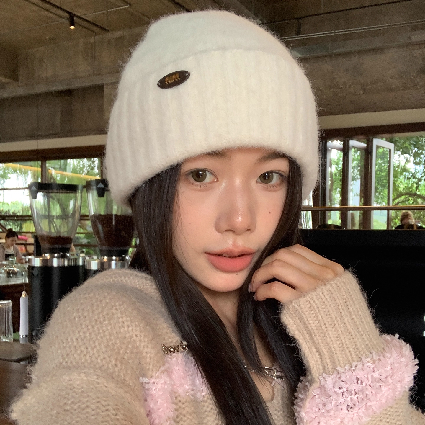 线帽子女秋冬季韩版百搭显脸小针织帽大头围防寒保暖护耳包头帽
