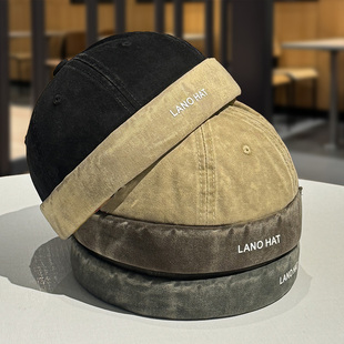 日系小众复古牛仔地主男女街头雅痞嘻哈潮纯色情侣瓜皮帽字母圆顶