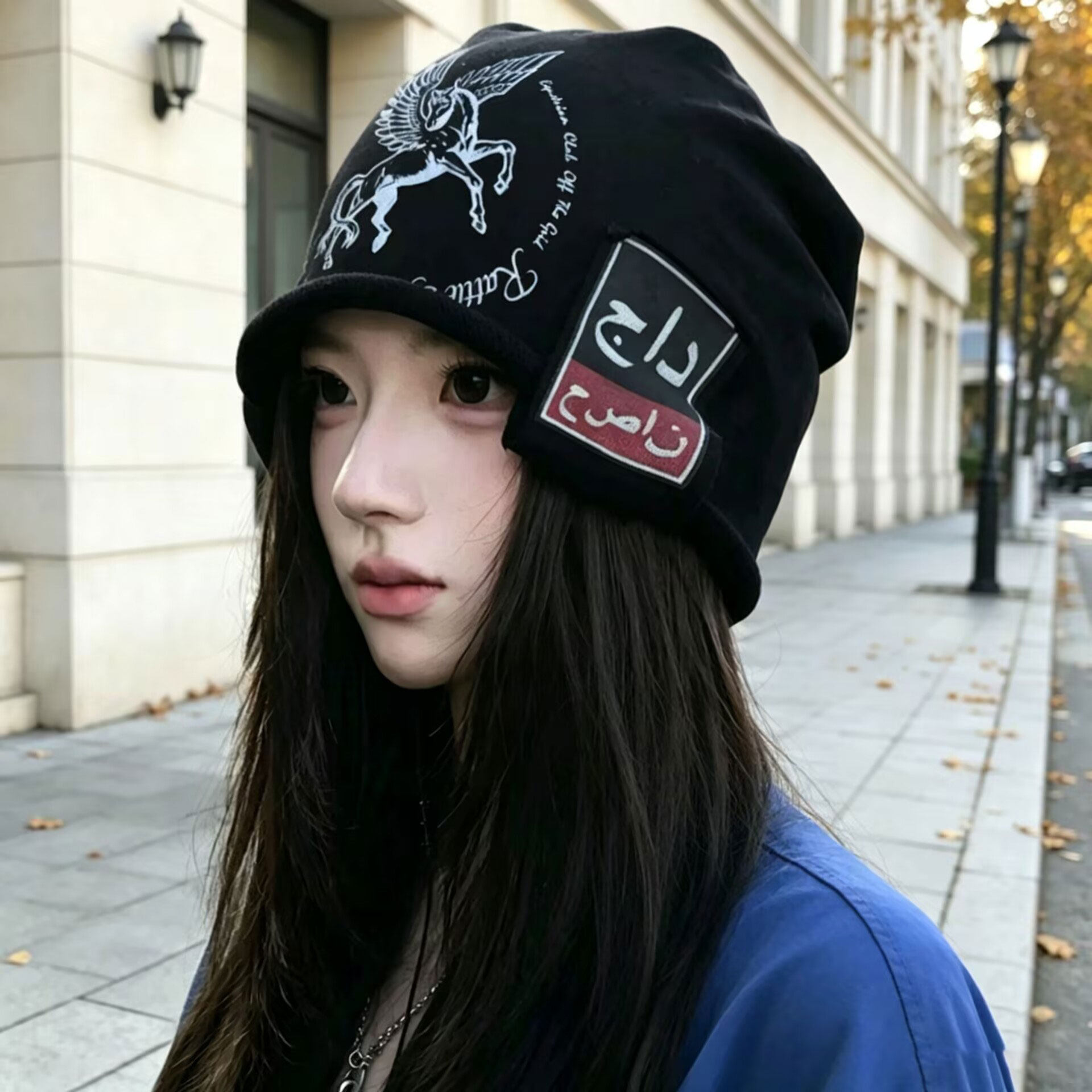 韩系飞马针织堆堆帽女保暖显小脸