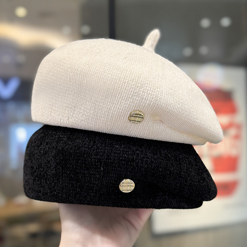 压绉定型雪尼尔贝雷帽