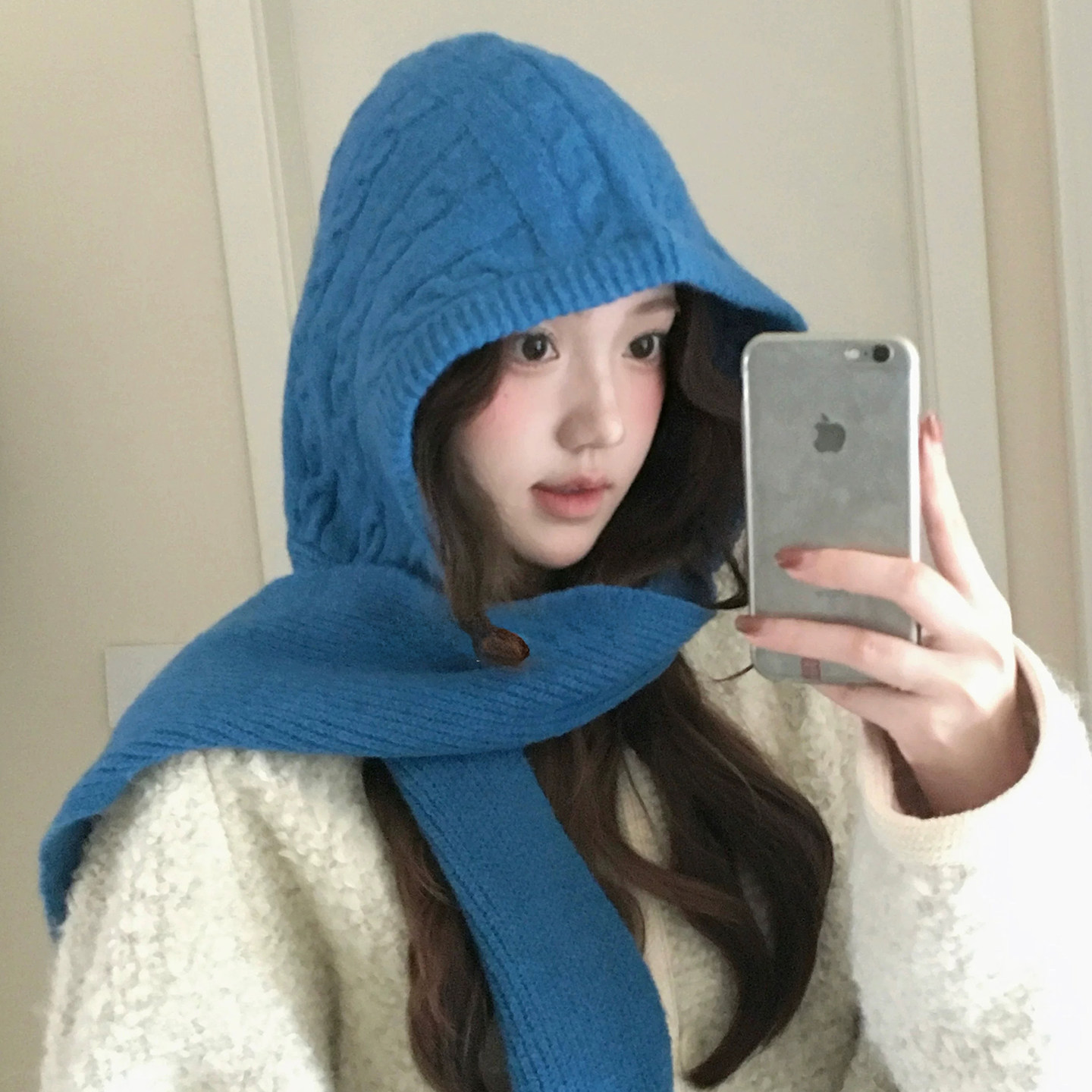 秋冬保暖连帽围巾一体帽女显脸小