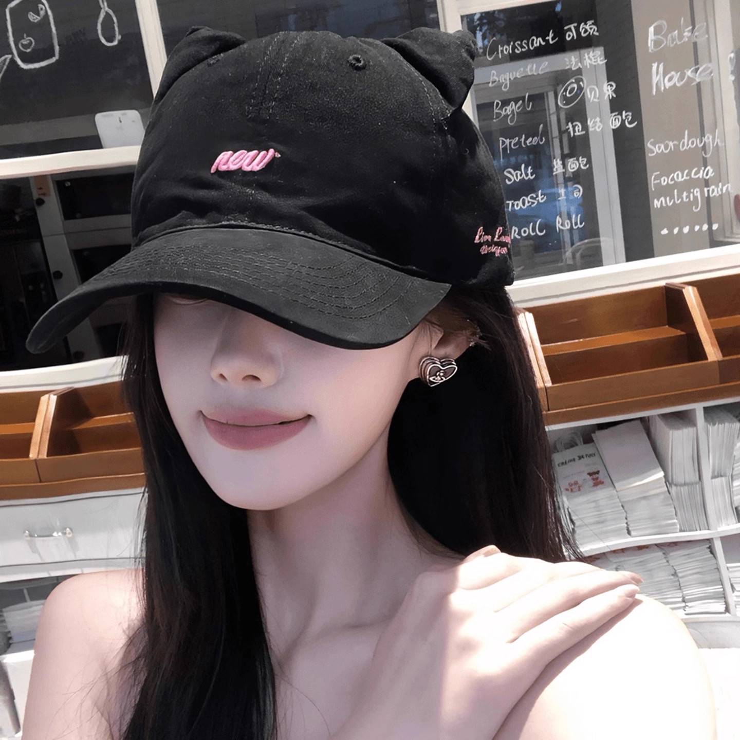 日系可爱俏皮猫耳鸭舌帽