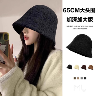 大头围渔夫帽女秋冬2024新款水桶帽毛绒高级感保暖护耳大码大号
