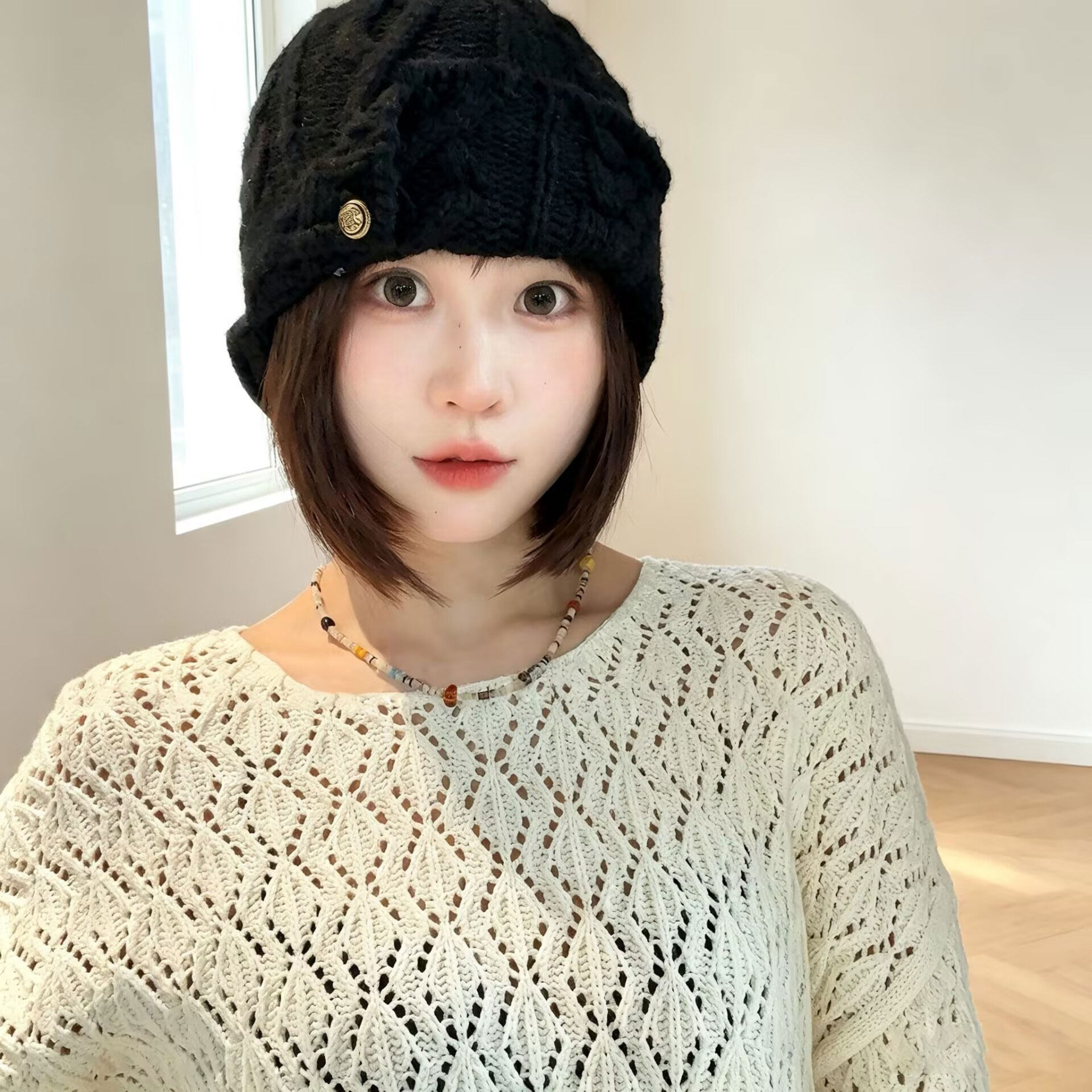 2026新款韩版羊毛针织帽女秋冬加厚保暖包头帽时尚百搭显脸小冷帽