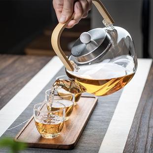 玻璃提梁壶耐高温泡茶家用蒸茶壶大容量耐热带盖电陶炉烧水壶煮茶