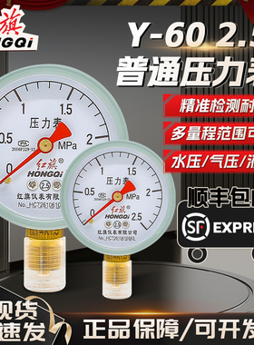 红旗牌仪表Y/YZ-60/压力表气压真空水压负压液压油压不锈钢空压机