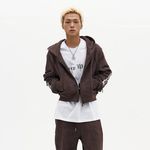 林秋楠同款ChaneyWondo破光序曲炒色水洗卫衣裤宽松连帽情侣套装