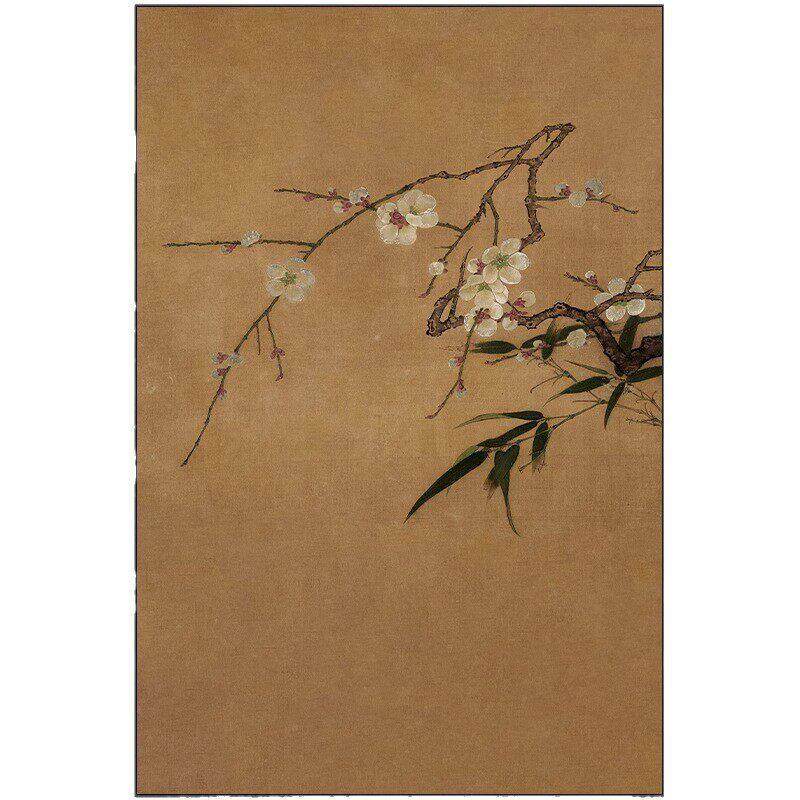 梅竹图复古玄关装饰画宋美学中古风书房茶室背景墙壁画禅意挂画