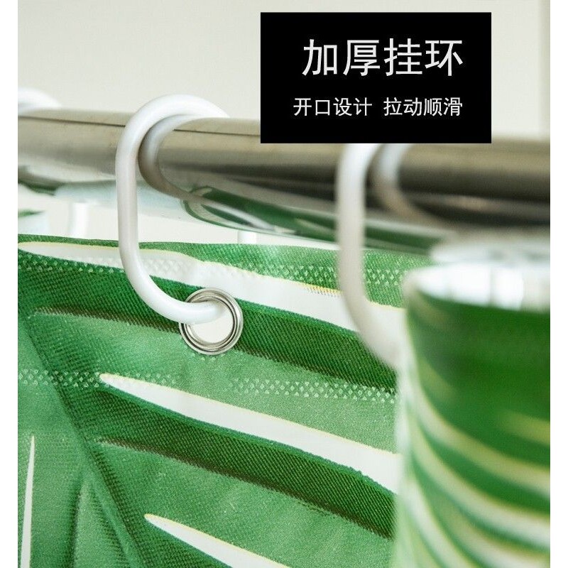 卫生间防水浴帘布免打孔帘子套装加厚挡水帘浴室保暖遮挡隔断挂帘
