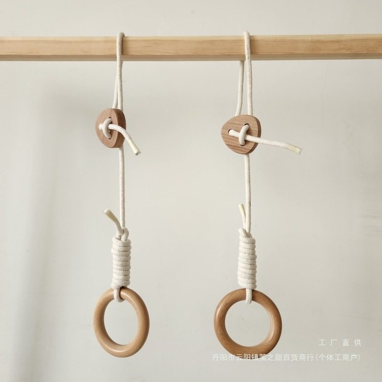 儿童实木吊环榉木环实木吊环健身引体上室内软垫之上使用XH-S