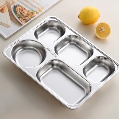 新款 不锈钢餐盘分格大人食品级316吃饭上班族食堂打饭快餐盒饭盒