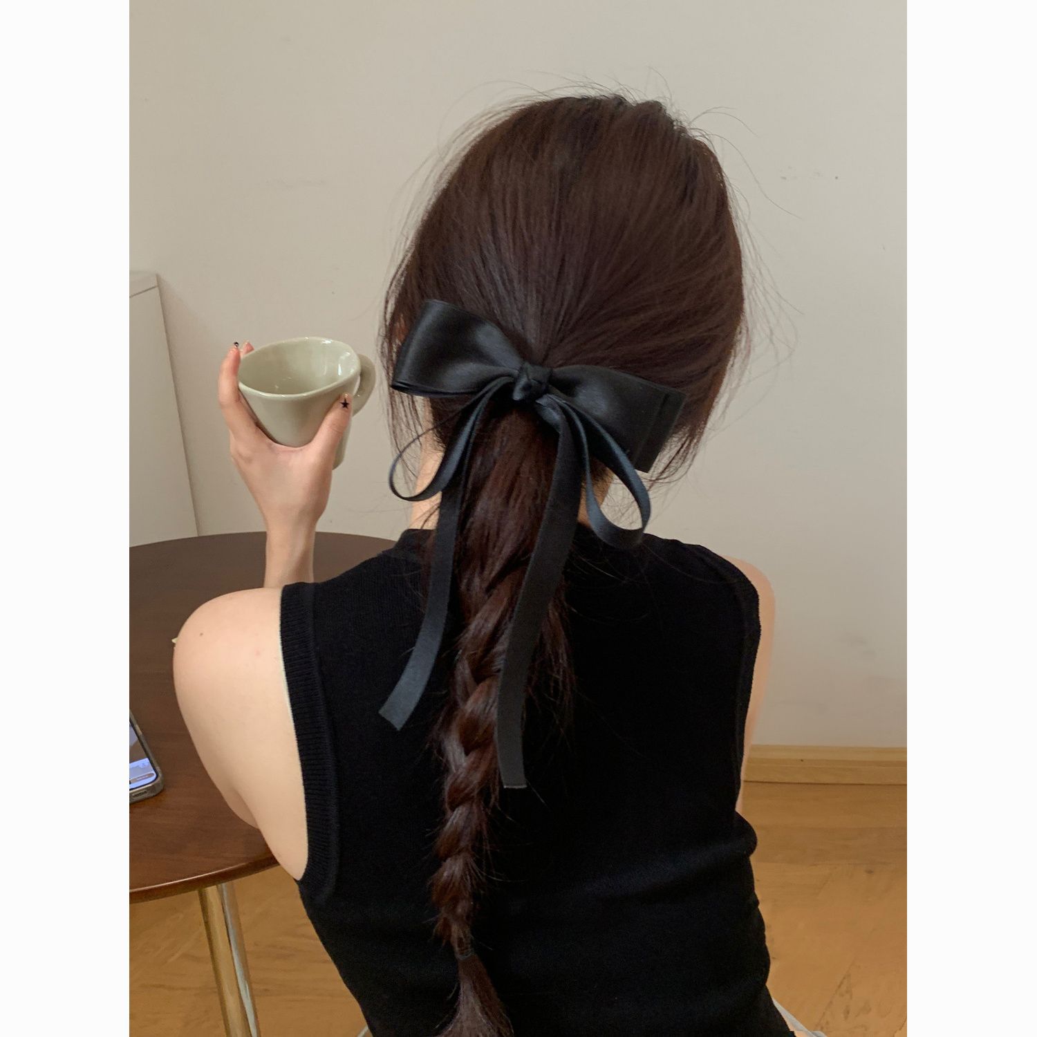 韩国复古蝴蝶结飘带发夹2025新款高级感低马尾弹簧夹发饰女