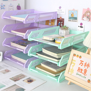 盘桌面收纳框档案横式放文件架多层文件栏塑料用品资料文件文件夹