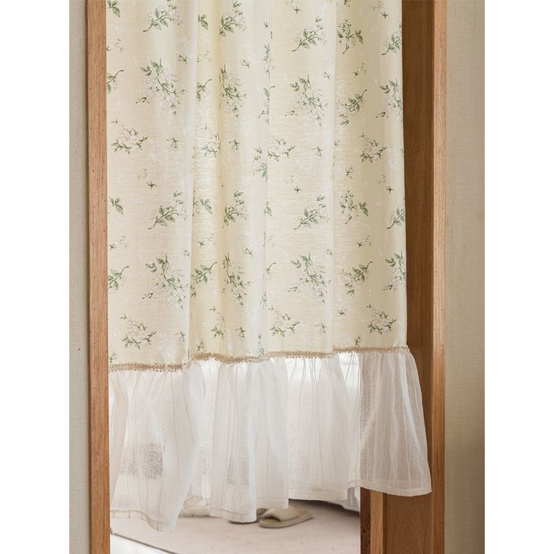 美式小清新亚麻棉布门帘半帘窗帘装饰隔断日式印花可爱布艺纱帘