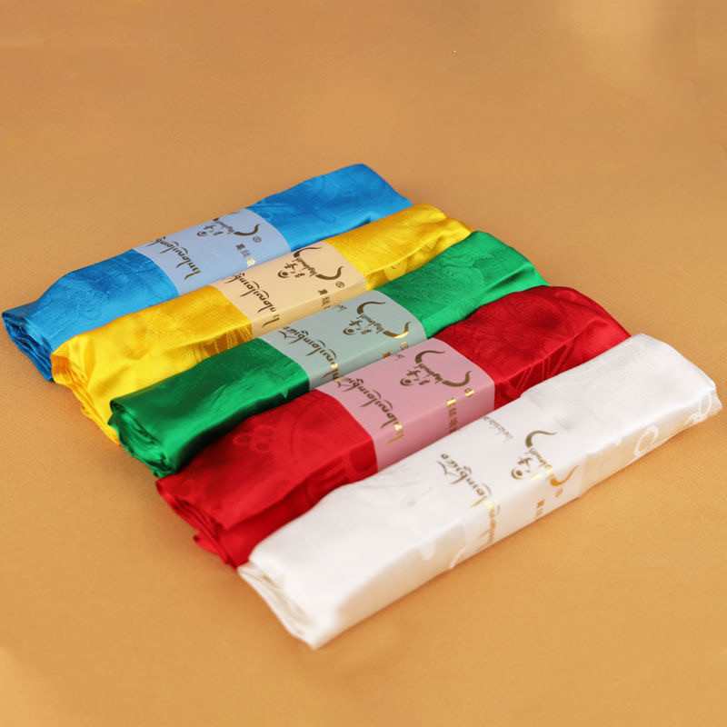 五色哈达藏族围巾圣洁蒙古族八吉祥图案民族风家用饰品3米