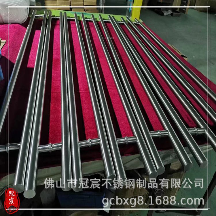 酒店大门豪华不锈钢仿古铜拉手 1.2米长烤木纹漆拉手 玻璃门水晶