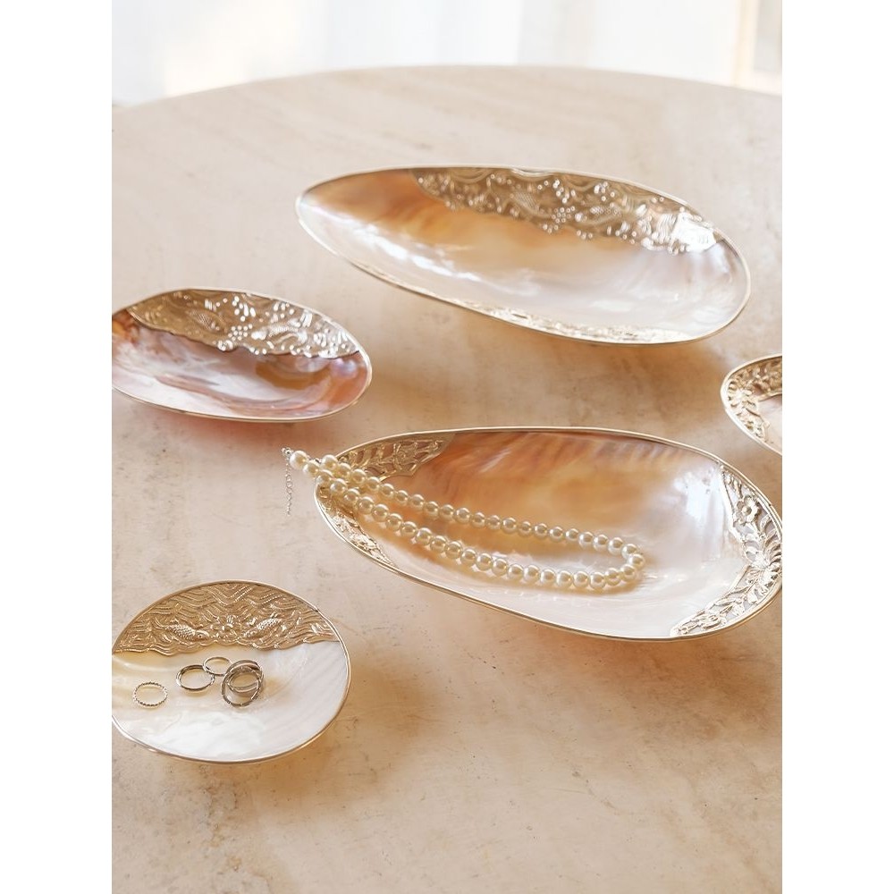 天然贝壳托盘手工复古洗手台首饰收纳盘轻奢贝母摆件,家居饰品,果盘/果篓,淘宝优惠券,粉丝福利购,淘宝优惠卷