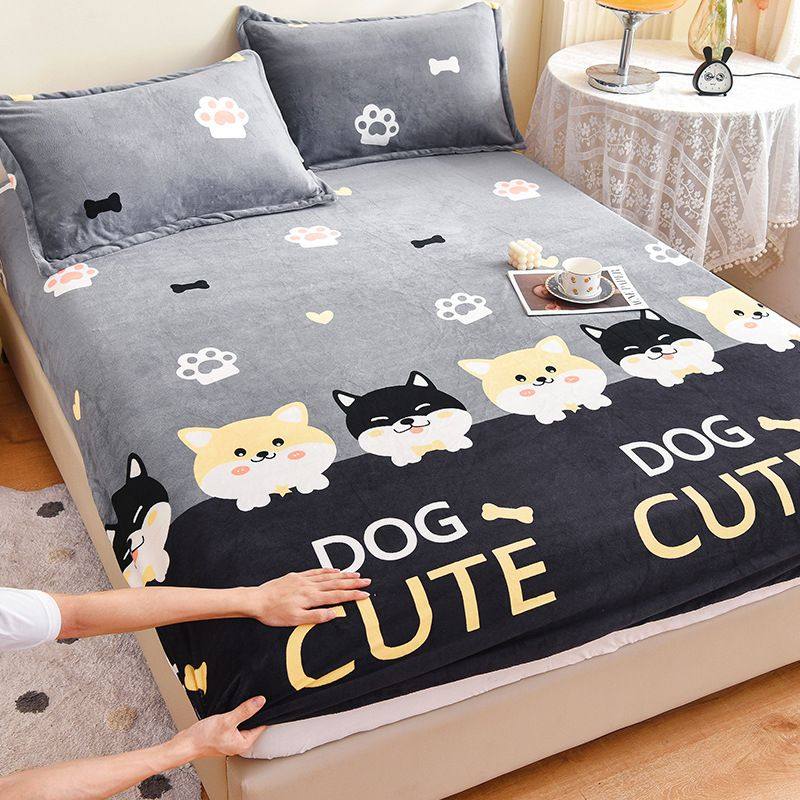 牛奶绒床笠冬季加厚珊瑚绒全包床罩榻榻米席梦思加绒床垫套保护套