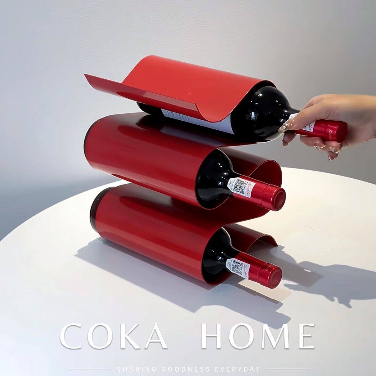 红酒架北欧现代轻奢创意桌摆柜内收纳摆件金属高级客厅摆设装饰品