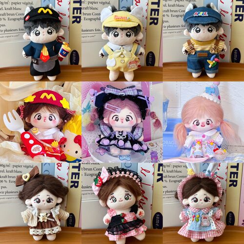 新款10cm棉花娃娃衣服10厘米可穿毛绒玩偶换装娃衣裙子背带裤礼物