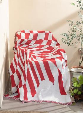 变形棋盘格露营毯线毯沙发毯印第安毯子户外露营线毯camping