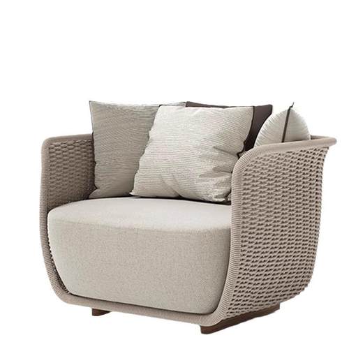 户外沙发庭院别墅民宿现代休闲藤椅室外露台花园藤编柚木沙发组合