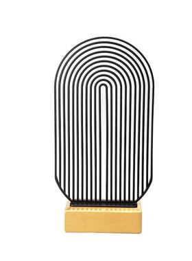 新中式金属黑色屏风摆件样板房售楼部书房客厅家居桌面艺术装饰品