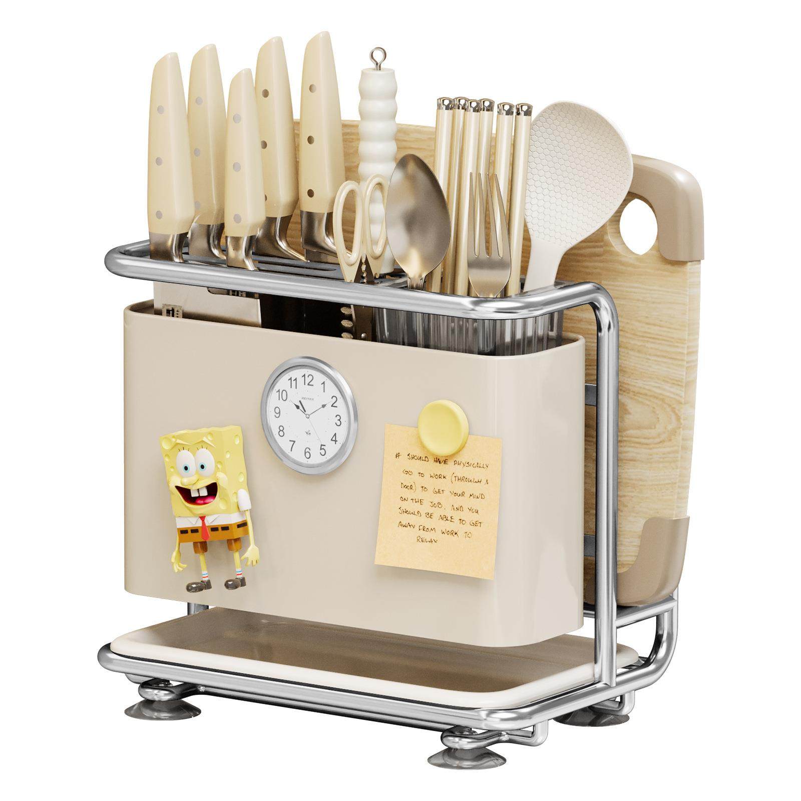 刀架砧板一体架不锈钢厨房置物架多功能磁吸筷子砧板架刀具收纳架,厨房/烹饪用具,刀架,淘宝优惠券,粉丝福利购,淘宝优惠卷